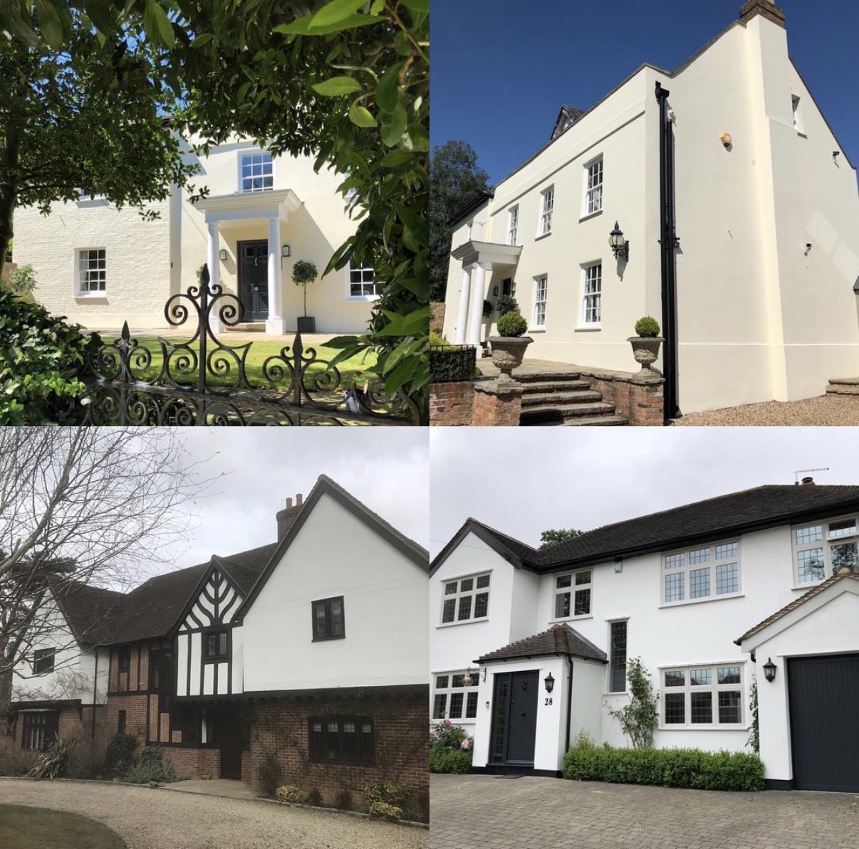 Four different styles of residential houses.